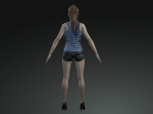 Game ready pbr realistic human girl character emma vr - ar - low-poly Modèle 3D
