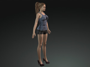 Game ready pbr realistic human girl character emma vr - ar - low-poly Modèle 3D