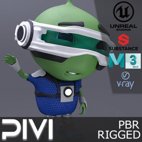 game ready realistic alien creature character pivi low-poly 3D Model .c4d .max .obj .3ds .fbx .stl .blend 
