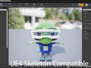game ready realistic alien creature character pivi low-poly 3D Model