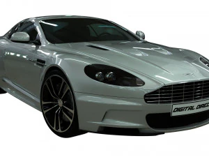 realistic car aston martin dbs with interior rigged vehicle low-poly 3D Model