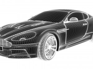 realistic car aston martin dbs with interior rigged vehicle low-poly 3D Model