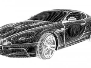 realistic car aston martin dbs with interior rigged vehicle low-poly 3D Model