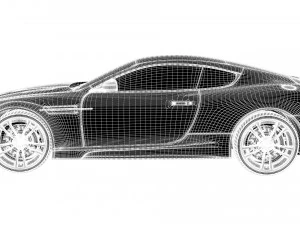 realistic car aston martin dbs with interior rigged vehicle low-poly 3D Model
