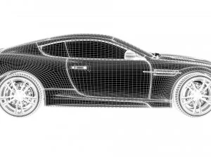 realistic car aston martin dbs with interior rigged vehicle low-poly 3D Model