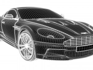 realistic car aston martin dbs with interior rigged vehicle low-poly 3D Model