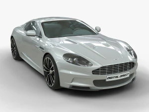 auto realistica aston martin dbs con veicolo interno truccato low-poly Modello 3D