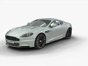 realistic car aston martin dbs with interior rigged vehicle low-poly 3D Model