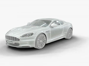 realistic car aston martin dbs with interior rigged vehicle low-poly 3D Model