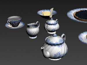 dinnerware service cookware and bakeware and cup and teapot and plate ls 3D Model