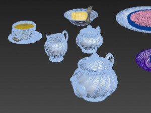 dinnerware service cookware and bakeware and cup and teapot and plate ls 3D Model