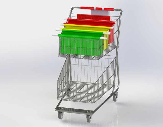 shopping trolley with basket Model 3D .c4d .max .obj .3ds .fbx .stl .blend 