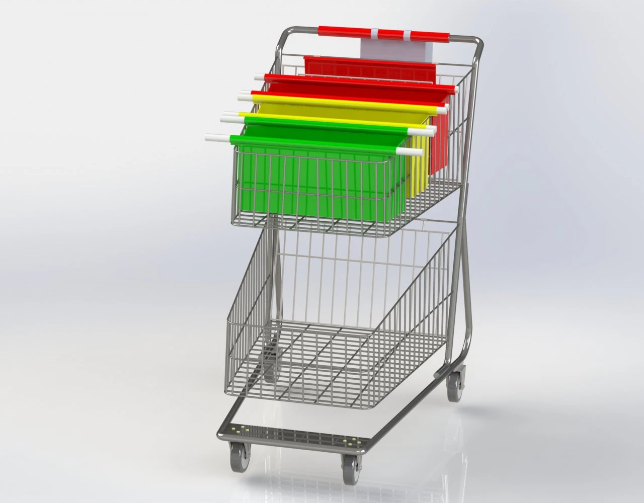 shopping trolley with basket 3D Model .c4d .max .obj .3ds .fbx .stl .blend