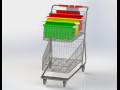 Shopping trolley with basket 3D Model