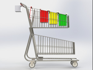 shopping trolley with basket Model 3D