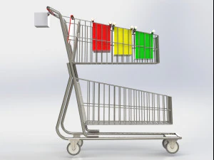 shopping trolley with basket 3D Model