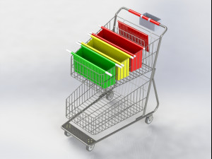 shopping trolley with basket Model 3D