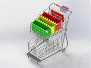 shopping trolley with basket 3D Model