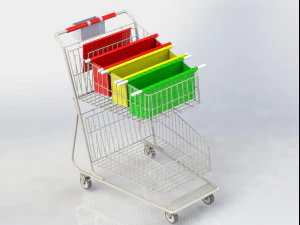shopping trolley with basket 3D Model