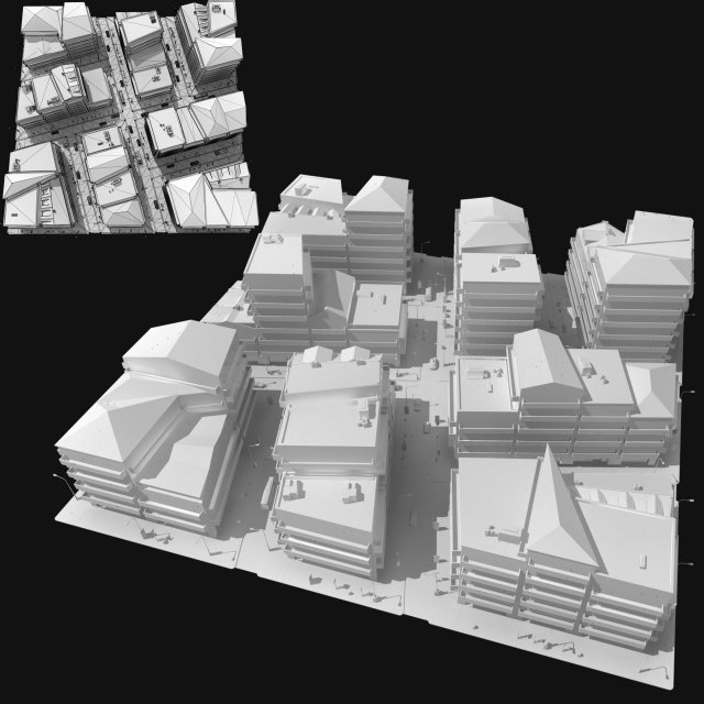 grey city 3D Modell .c4d .max .obj .3ds .fbx .stl .blend