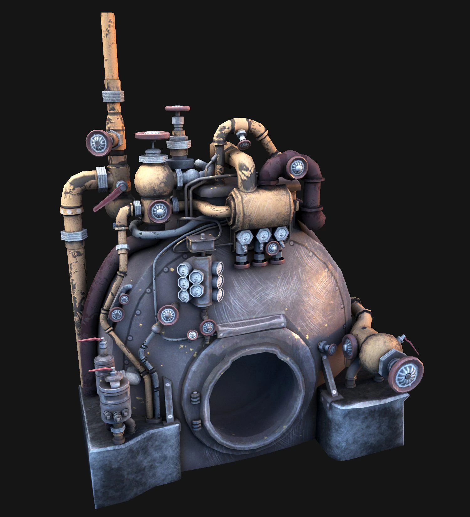 steam engine 3D Model .c4d .max .obj .3ds .fbx .stl .blend 