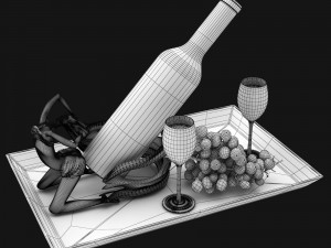 red wine and grape 3D Model