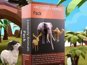 42 lowpoly animals pack 3D-Modell