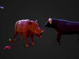 42 lowpoly animals pack Model 3D