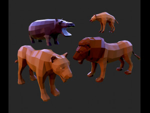 42 lowpoly animals pack Model 3D
