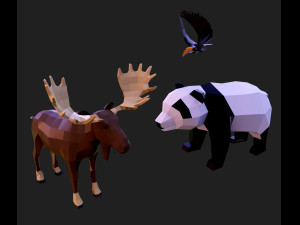 42 lowpoly animals pack Model 3D