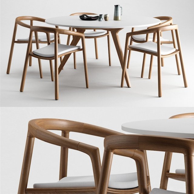 solid chair torsa table by manutti 3D 모델 .c4d .max .obj .3ds .fbx .stl .blend