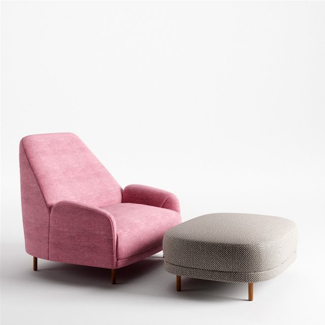 tacchini santiago armchair and ottoman set Model 3D .c4d .max .obj .3ds .fbx .stl .blend 