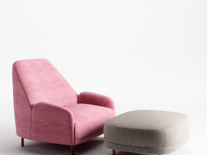 tacchini santiago armchair and ottoman set 3D Model