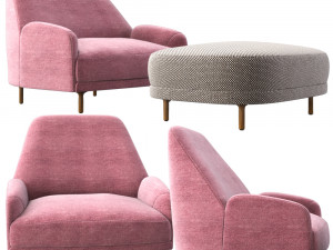 tacchini santiago armchair and ottoman set Model 3D