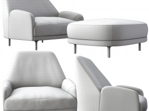 tacchini santiago armchair and ottoman set Model 3D