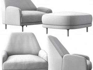 conjunto poltrona e pufe tacchini santiago Modelo 3D
