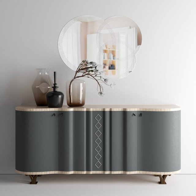 carpanelli mistral sycomoro sideboard iride mirror 3D Model .c4d .max .obj .3ds .fbx .stl .blend 