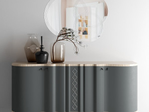 carpanelli mistral sycomoro sideboard iride mirror 3D Model