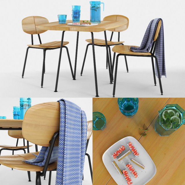 ethimo agave dining chair and table set 3D Model .c4d .max .obj .3ds .fbx .stl .blend 