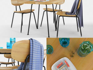 ethimo agave dining chair and table set 3D Model