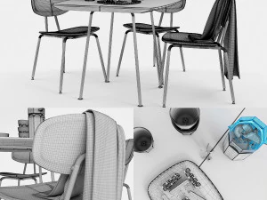 ethimo agave dining chair and table set 3D Model