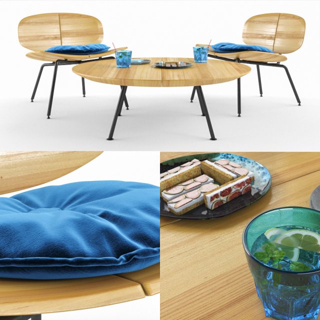 ethimo agave armchairs set 3D Modell .c4d .max .obj .3ds .fbx .stl .blend