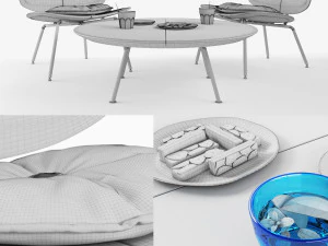 ethimo agave armchairs set 3D Model