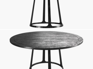 black round wooden table 3D 모델