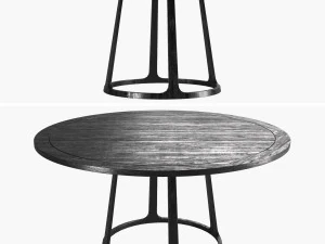 mesa redonda preta de madeira Modelo 3D