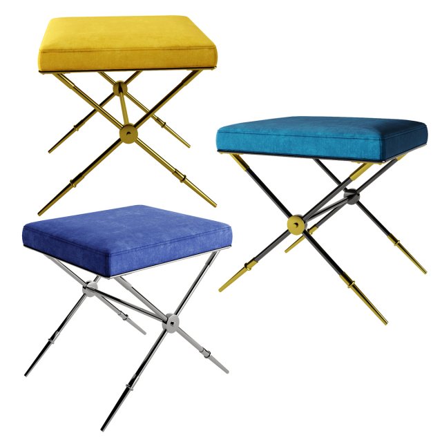 jonathan adler - rider x-bench in 3 colors 3D 모델 .c4d .max .obj .3ds .fbx .stl .blend 