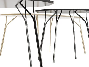 woud - tree dining table set 3D Model