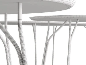 woud - tree dining table set 3D Model