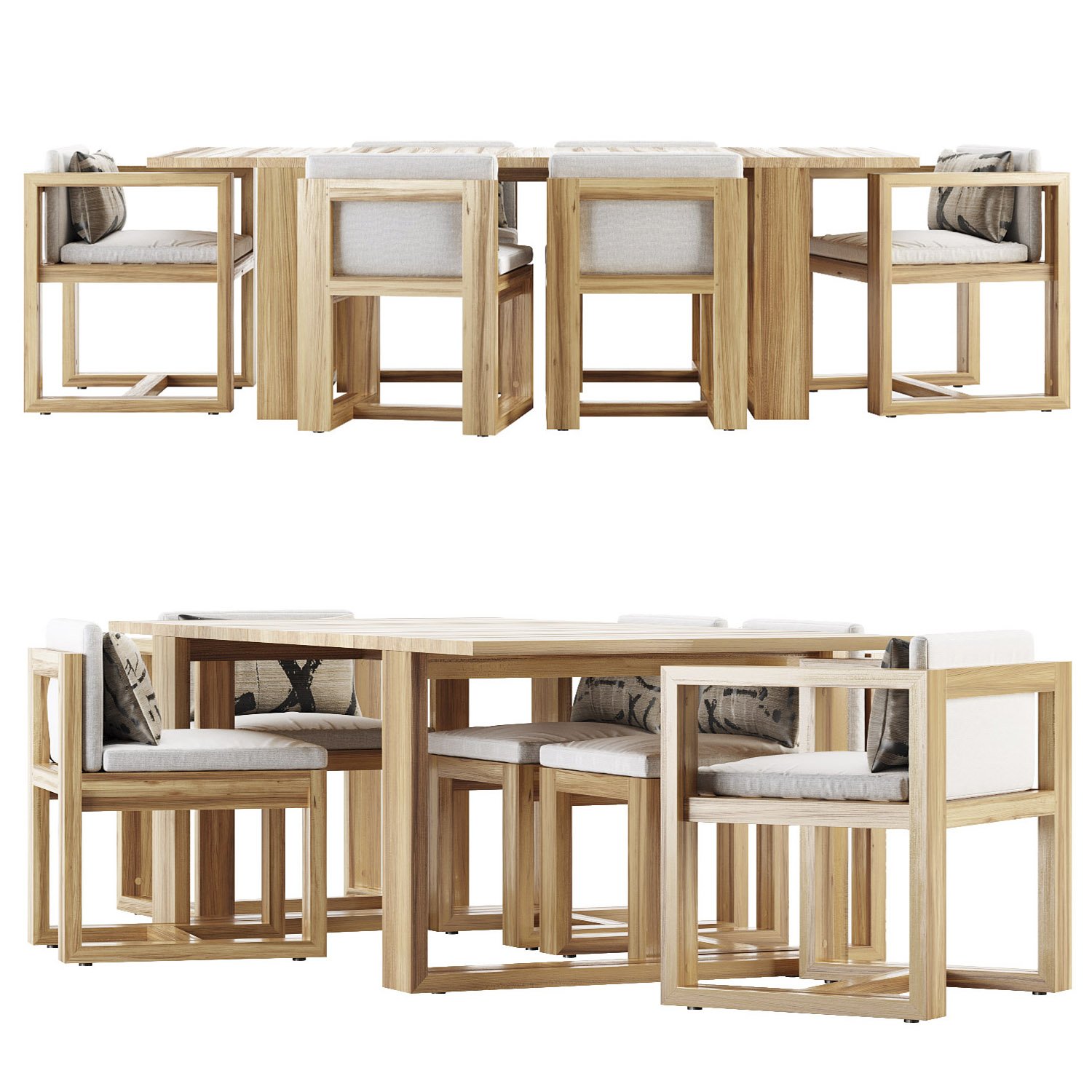 restoration hardware bahia table and chair set teak 3D in