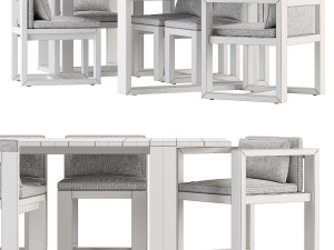 restoration hardware - bahia table and chair set teak 3D Model